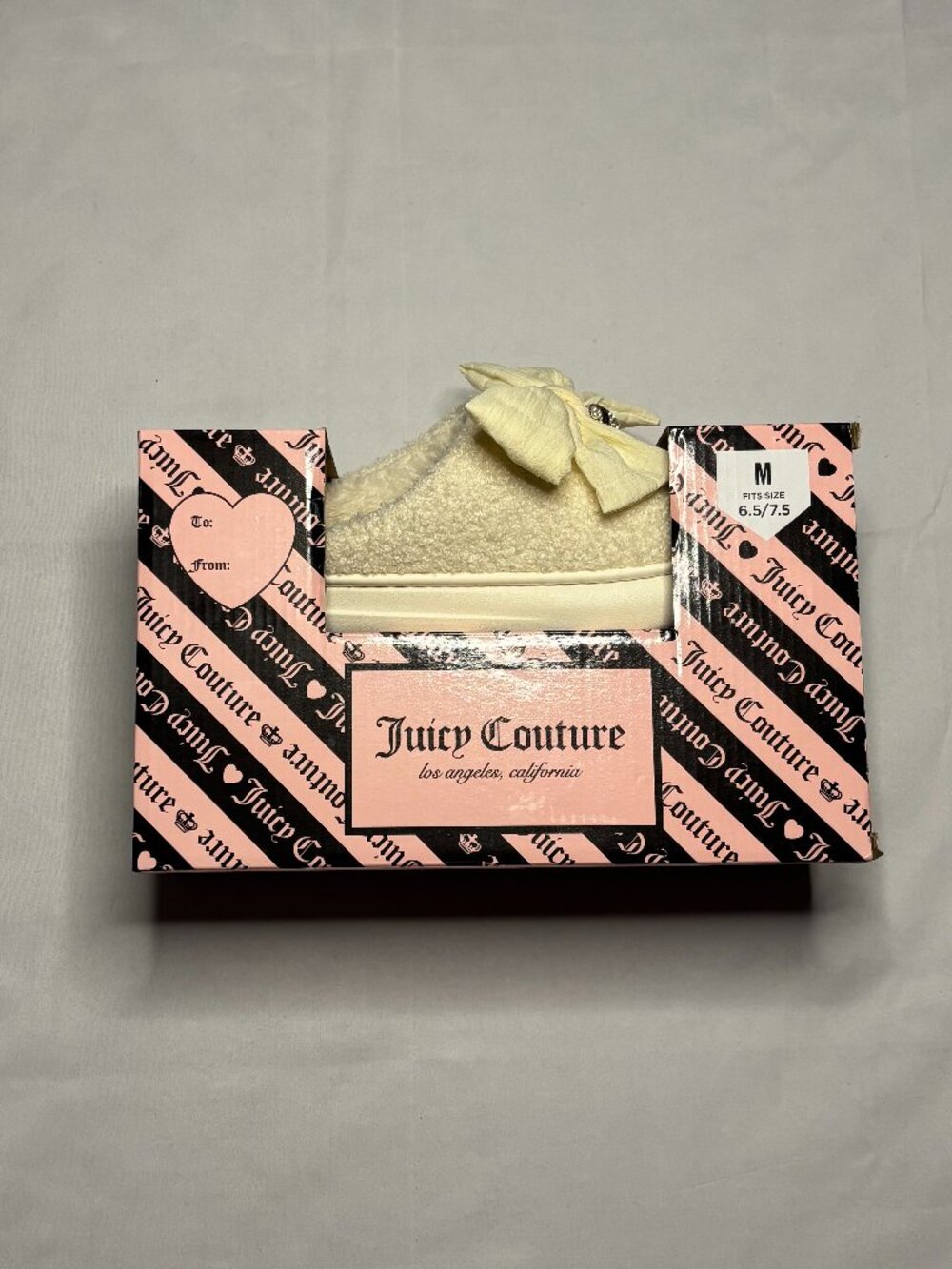 Juicy Couture JC-Chou Faux Fur Bow Slippers